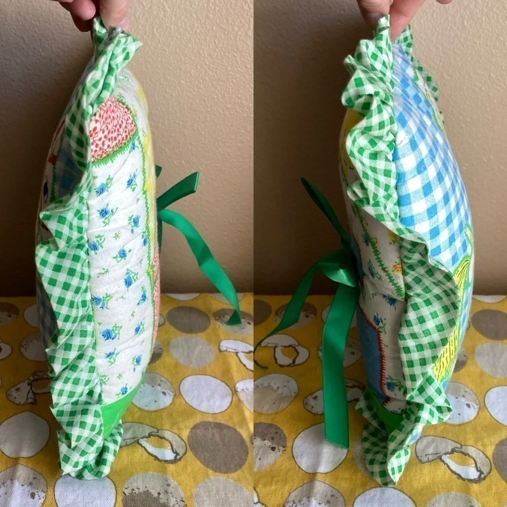 Vintage colorful gingham kids decorative pillow